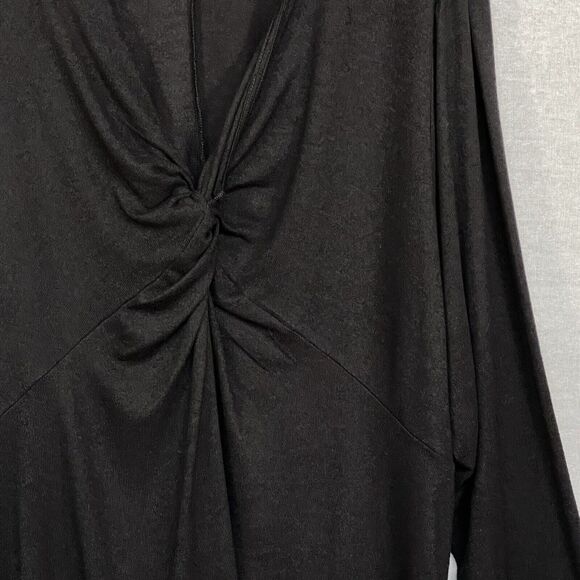 Lane Bryant Knot Front‎ Blouse Top Women 34/36 Black Long Sleeve U35 - Picture 4 of 14